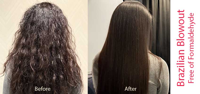 Before and after Brazilian Blowout in Menlo Park